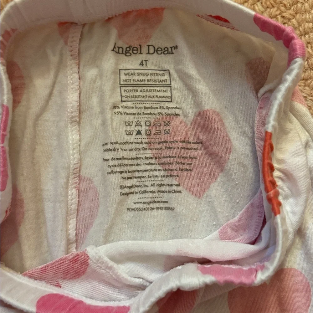 Angel Dear Red and Pink Heart Pajama Set. Valentines Day. - Picture 3 of 5